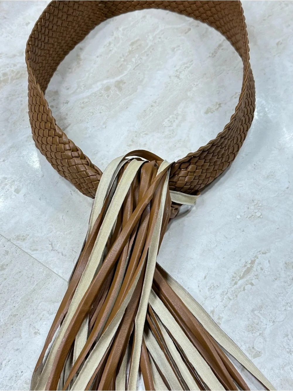 Woven Faux Leather Waist Belt in Cognac🌸